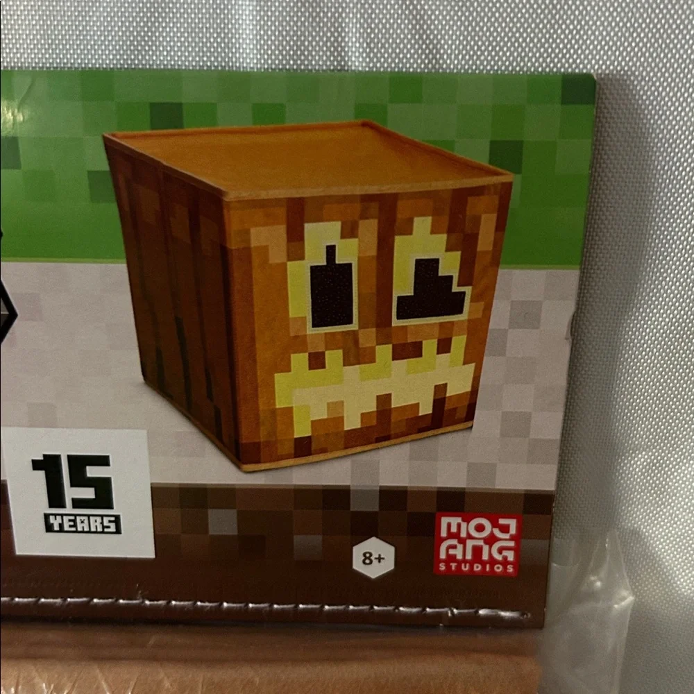 Ages 8+ Minecraft Jack O'Lantern Block Head Mask Costume Accessory Brand New